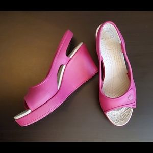 Crocs Pink Havana Open Toe Wedge